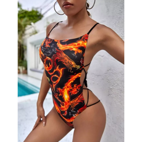 Body Slip Espalda Abierta Y Tiras Cruzadas Y Estampado Mujer - Imagen 4