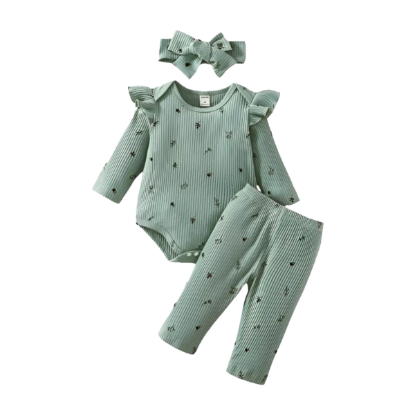 Conjunto Set De Niña Estampado De Plantas 3 Piezas