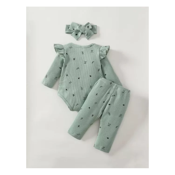 Conjunto Set De Niña Estampado De Plantas 3 Piezas - Imagen 3