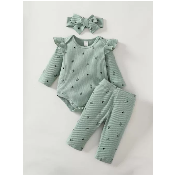 Conjunto Set De Niña Estampado De Plantas 3 Piezas - Imagen 6