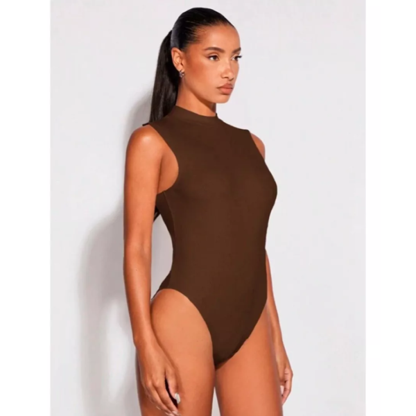 Body De Vestir Tank Unicolor Espalda Abierta Mujer - Imagen 3