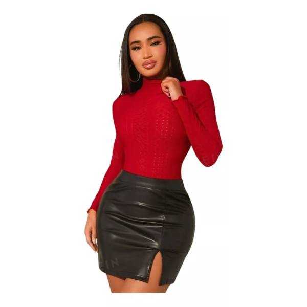 Body Unicolor De Vestir Cuello Alto Para Mujer - Imagen 3