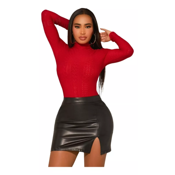 Body Unicolor De Vestir Cuello Alto Para Mujer - Imagen 4