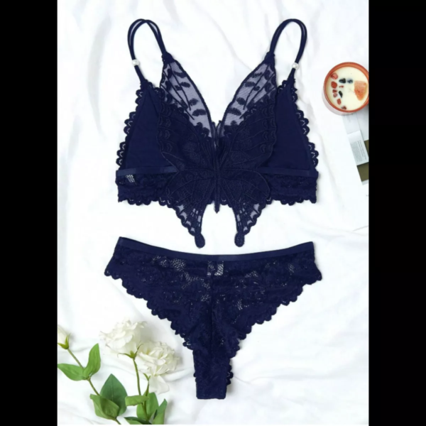 Conjunto Lencería Sexy De Encaje Floral Y Mariposa - Imagen 2