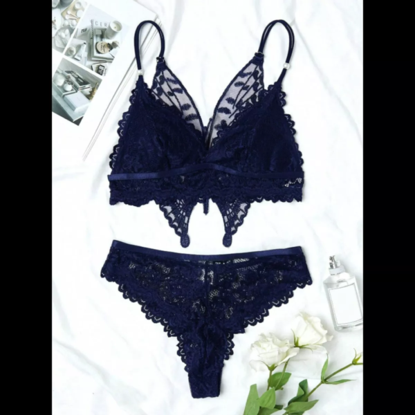 Conjunto Lencería Sexy De Encaje Floral Y Mariposa - Imagen 4