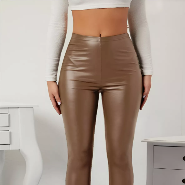 Pantalon Leggings Mujer Unicolor Pu Tipo Cuerina - Imagen 2