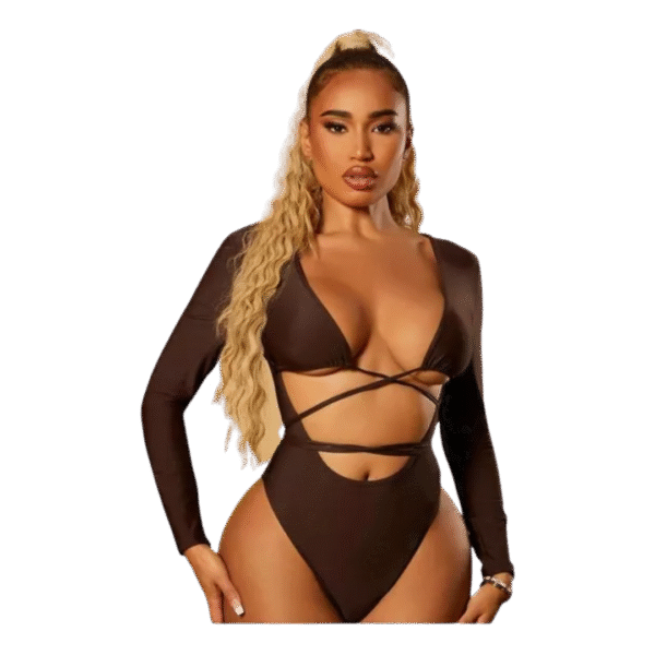 Body Blusa Vestir Manga Larga Con Abertura Delantera