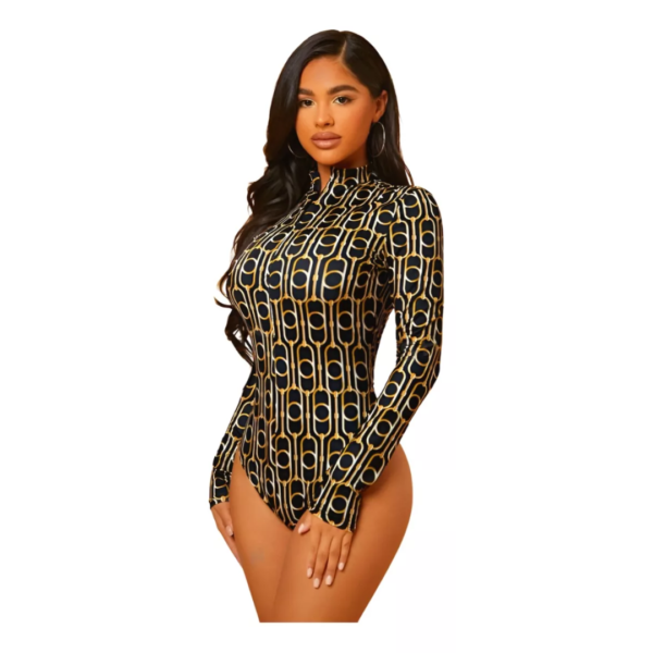 Body Con Estampado Con Cadena Con Cierre Delantero - Imagen 3