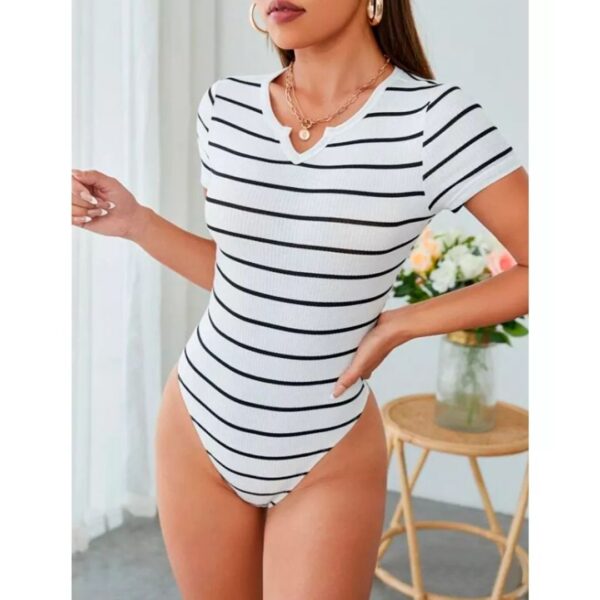 Body De Vestir Tipo Polera Diseño De Rayas Mujer - Imagen 2