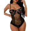 Body Sexy Tirantes Con Bordado Floral Malla Baby Doll Mujer - Imagen 2