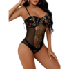 Body Sexy Tirantes Con Bordado Floral Malla Baby Doll Mujer