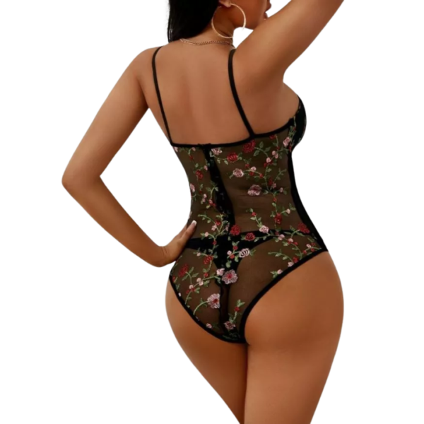 Body Sexy Tirantes Con Bordado Floral Malla Baby Doll Mujer - Imagen 3