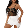 Body Sexy Tirantes Con Bordado Floral Malla Baby Doll Mujer - Imagen 4