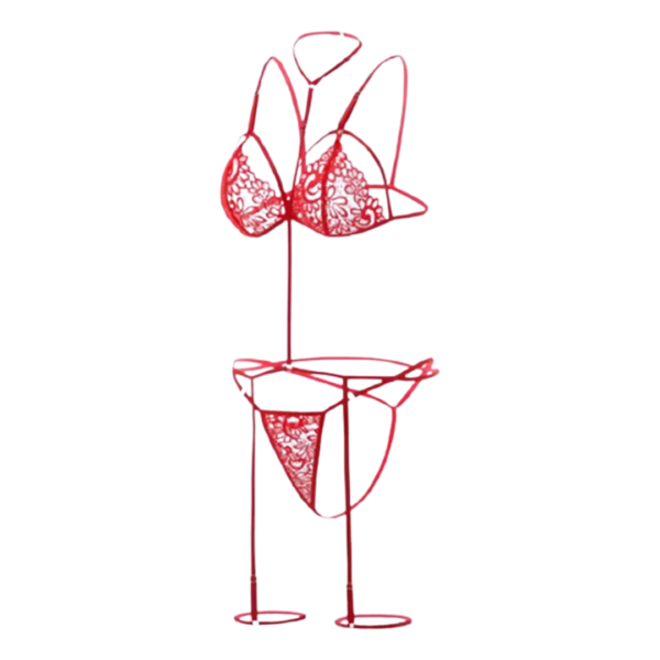 Lenceria Sexy Conjunto Liga Con Encaje Floral Y Gargantilla